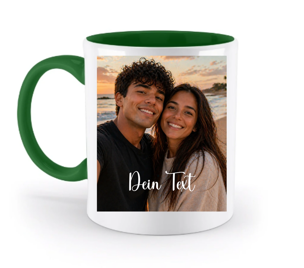 Foto-Tasse mit deinem Bild - 330ml - zweifarbig - personalisiertes Fotogeschenk - beidseitig bedruckt