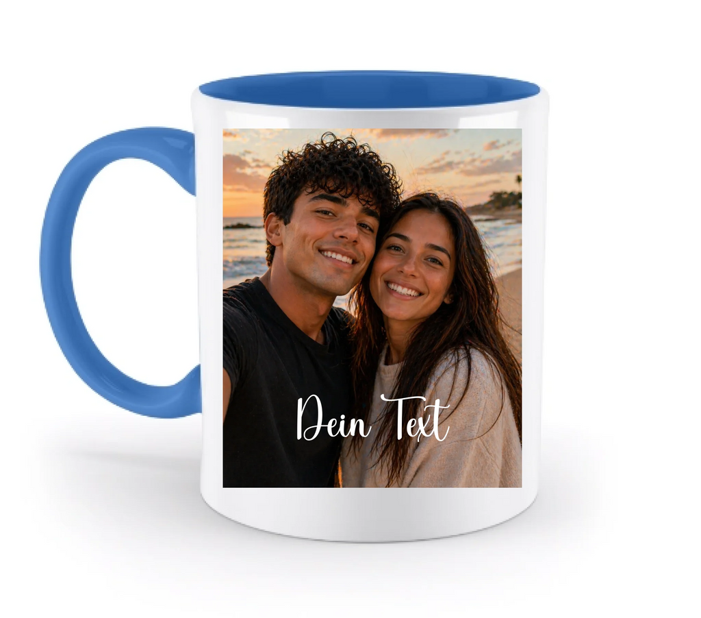 Foto-Tasse mit deinem Bild - 330ml - zweifarbig - personalisiertes Fotogeschenk - beidseitig bedruckt