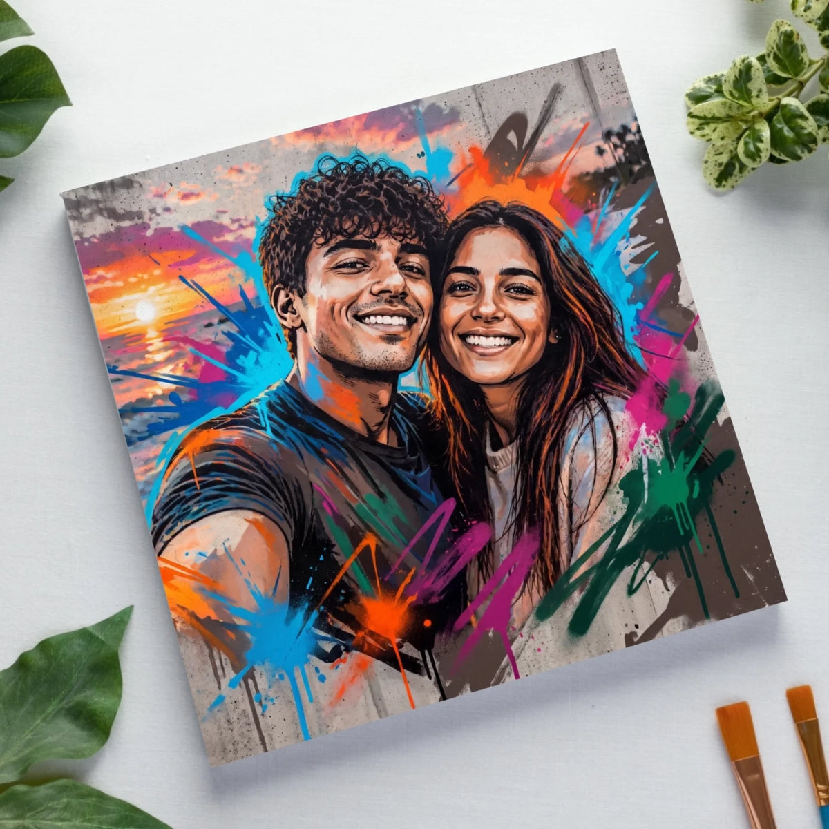 Leinwand GRAFFITI • auf Keilrahmen 45x45 cm • personalisiertes Fotogeschenk • KI-Effekt