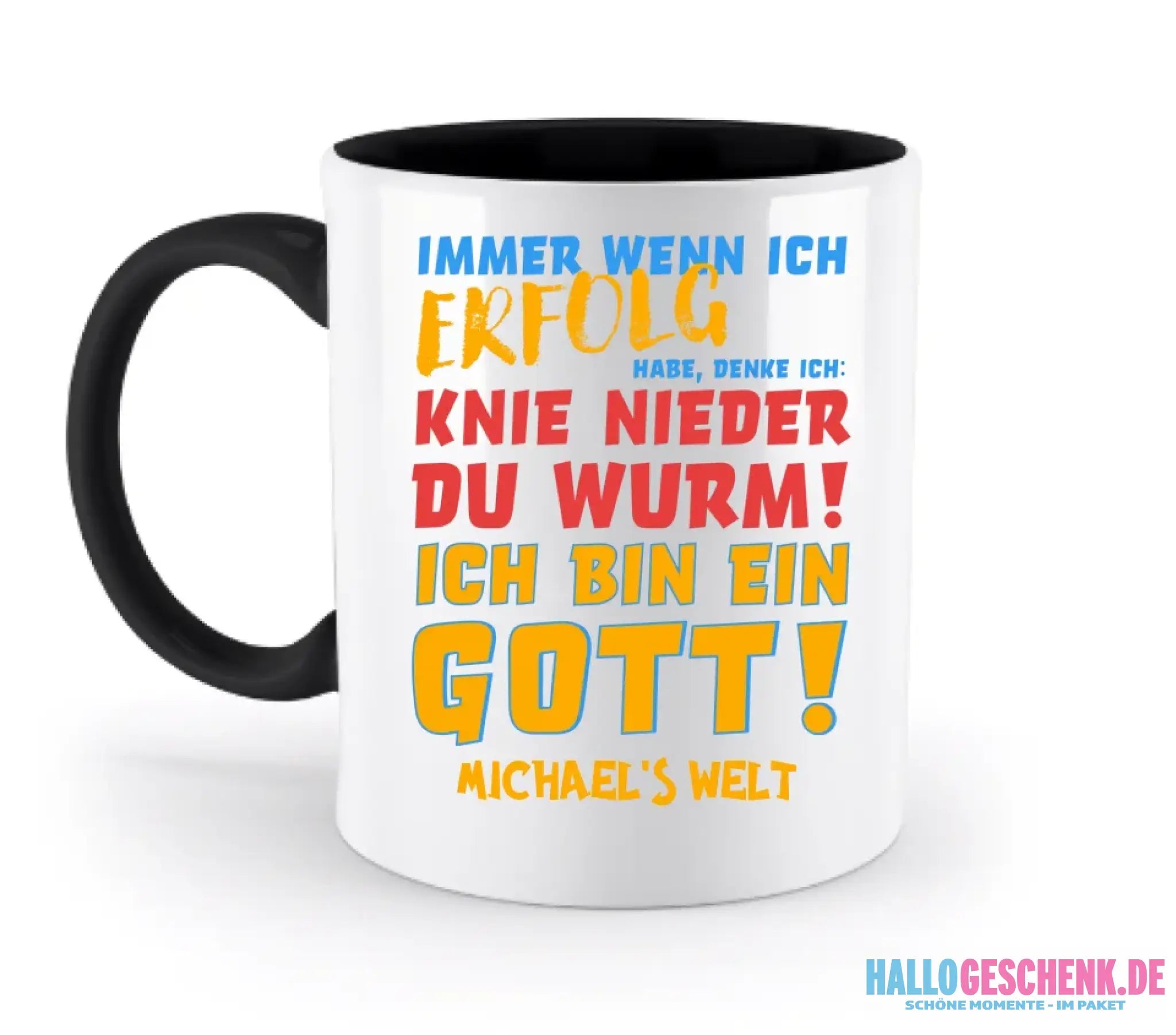 6in1-Kollektion: Immer wenn ich Erfolg + Wunschtext • personalisiert • Gott • diverse Artikel - zweifarbige Tasse
