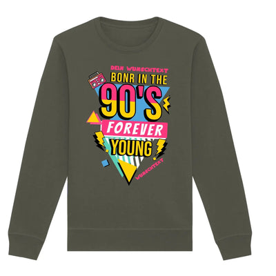 Olivegrüner langärmliger sweatshirt mit buntem 90er jahre grafikdesign aus der statement-collection boombox