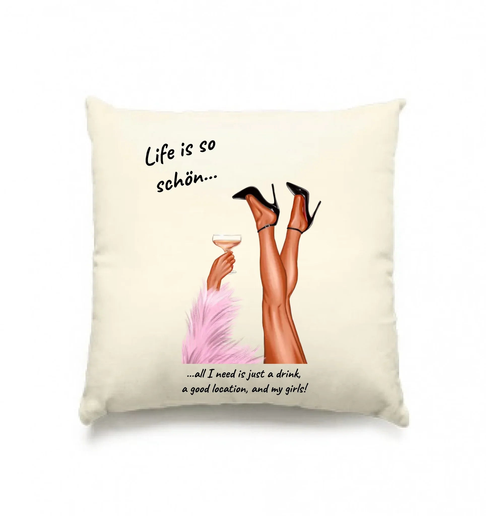 Ladies: Party-Beine • mehrere Artikel • ’Statement-Collection’ • Wunschtext • personalisierte Figuren - Kissen / Natur