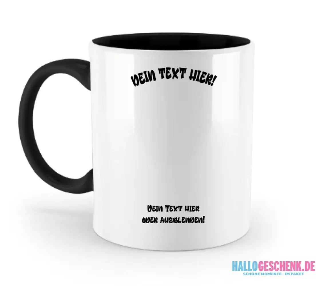 8in1-Fotogeschenk: Dein Foto im Farbklecks + Wunschtext • personalisiert • diverse Artikel - zweifarbige Tasse
