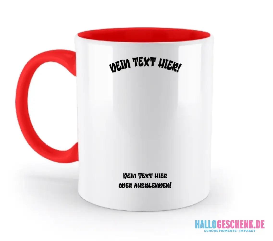 8in1-Fotogeschenk: Dein Foto im Farbklecks + Wunschtext • personalisiert • diverse Artikel - zweifarbige Tasse