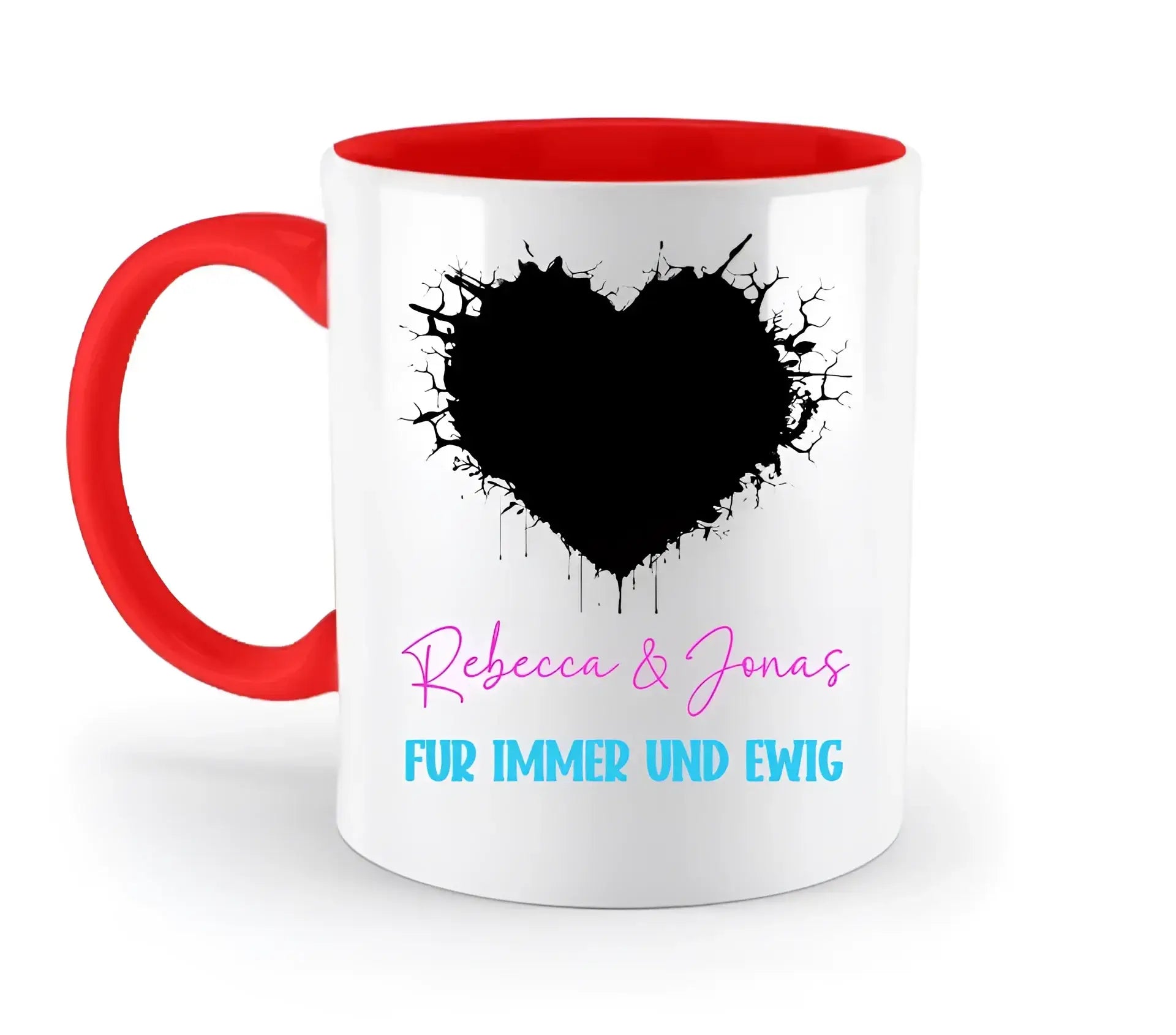 8in1-Fotomotiv: Dein Foto im wilden Herz + Wunschtext • personalisiert • diverse Artikel - zweifarbige Tasse