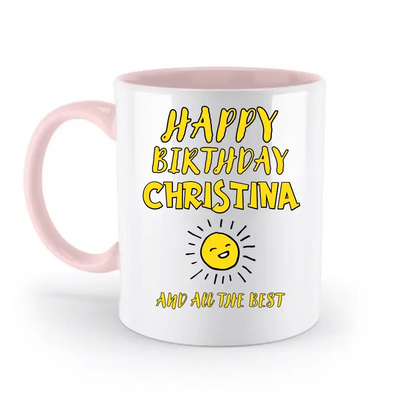 8in1-Kollektion: Geburtstag + Wunschtext • personalisiert • diverse Artikel - zweifarbige Tasse • spülmaschinengeeignet