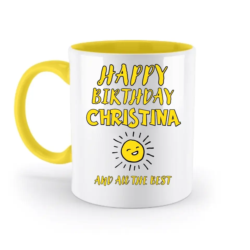 8in1-Kollektion: Geburtstag + Wunschtext • personalisiert • diverse Artikel - zweifarbige Tasse • spülmaschinengeeignet