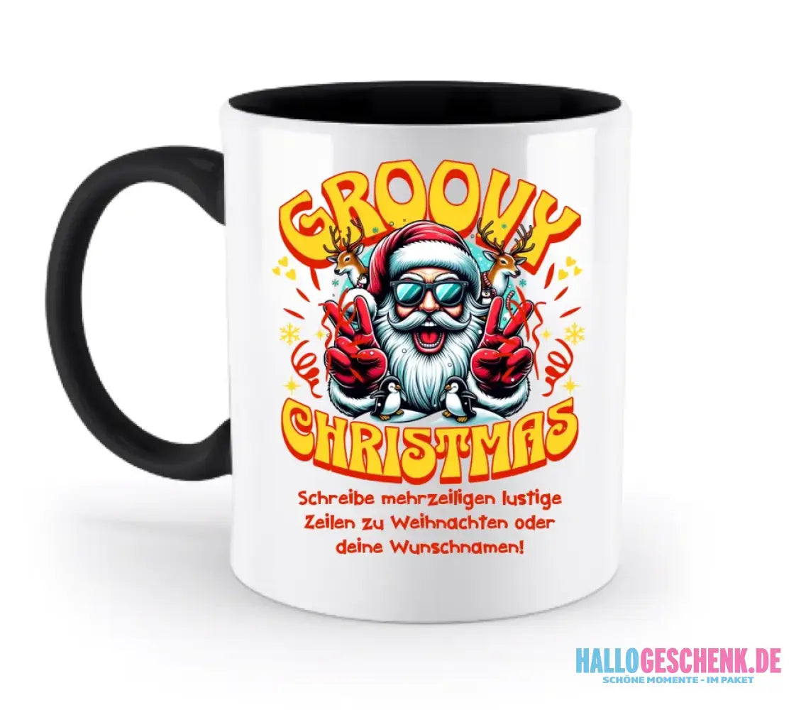 8in1-Kollektion: Groovy Christmas + Wunschtext • personalisiert • diverse Artikel • X-Mas - zweifarbige Tasse