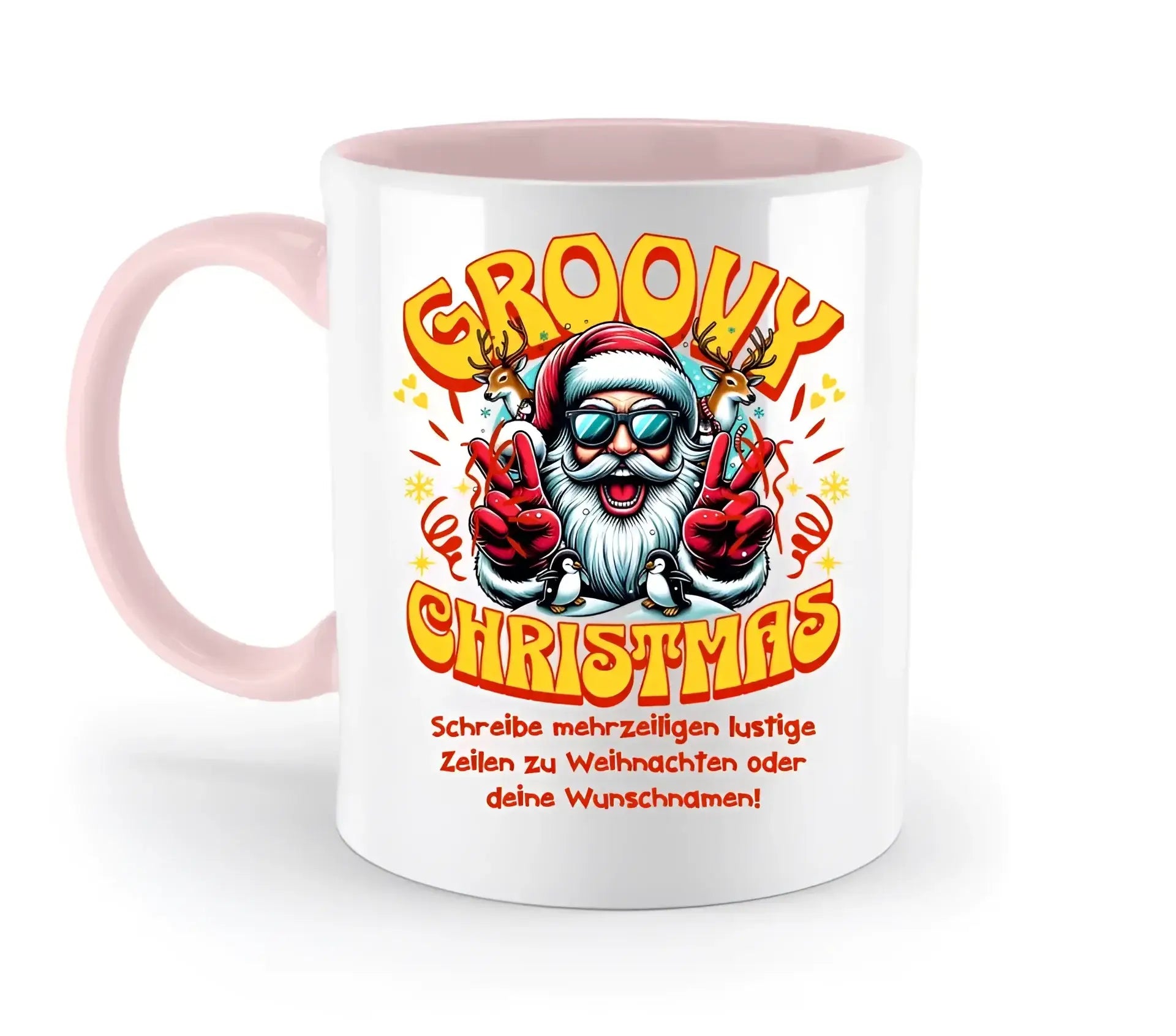 8in1-Kollektion: Groovy Christmas + Wunschtext • personalisiert • diverse Artikel • X-Mas - zweifarbige Tasse