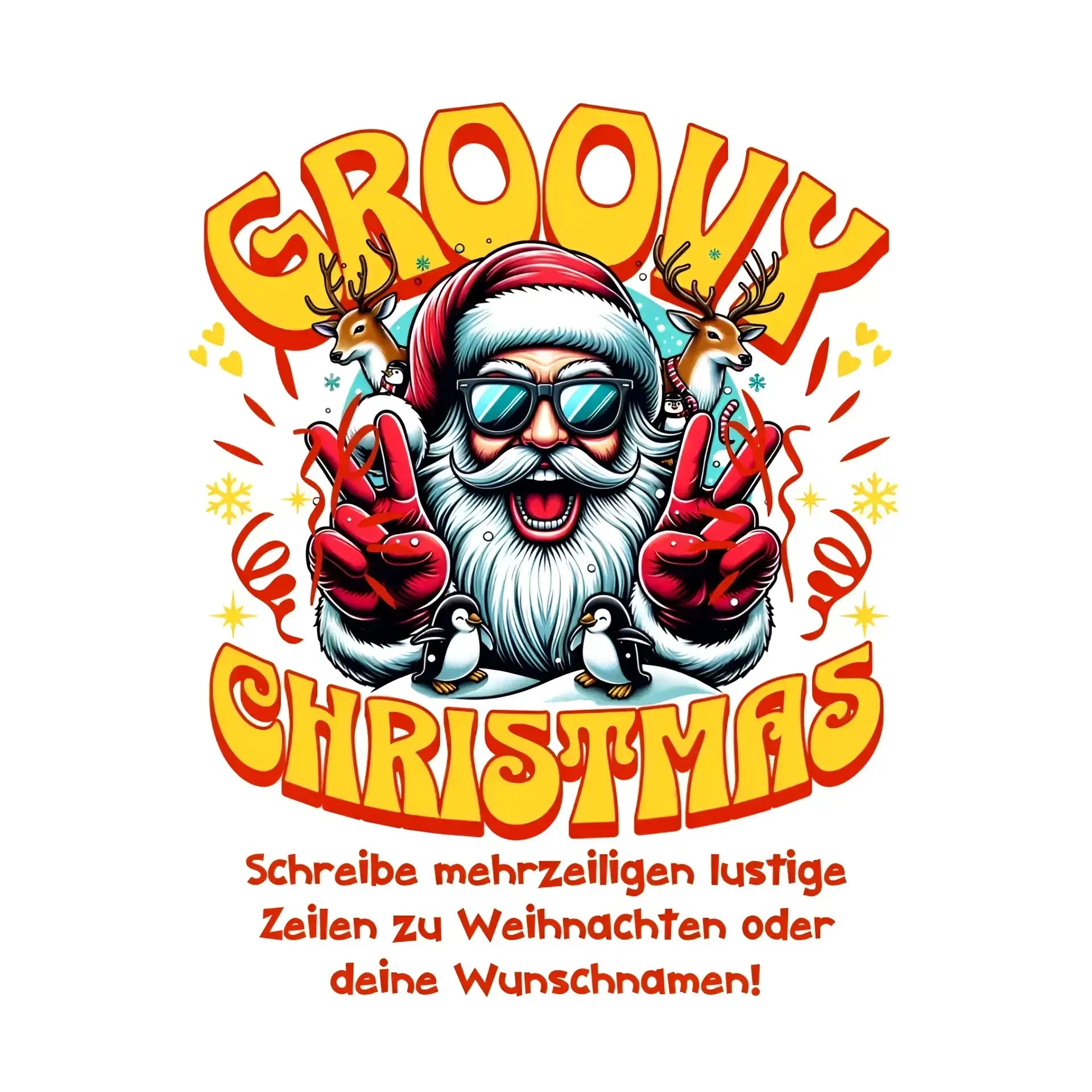8in1-Kollektion: Groovy Christmas + Wunschtext • personalisiert • diverse Artikel • X-Mas - ausgestanzter Sticker 20x20