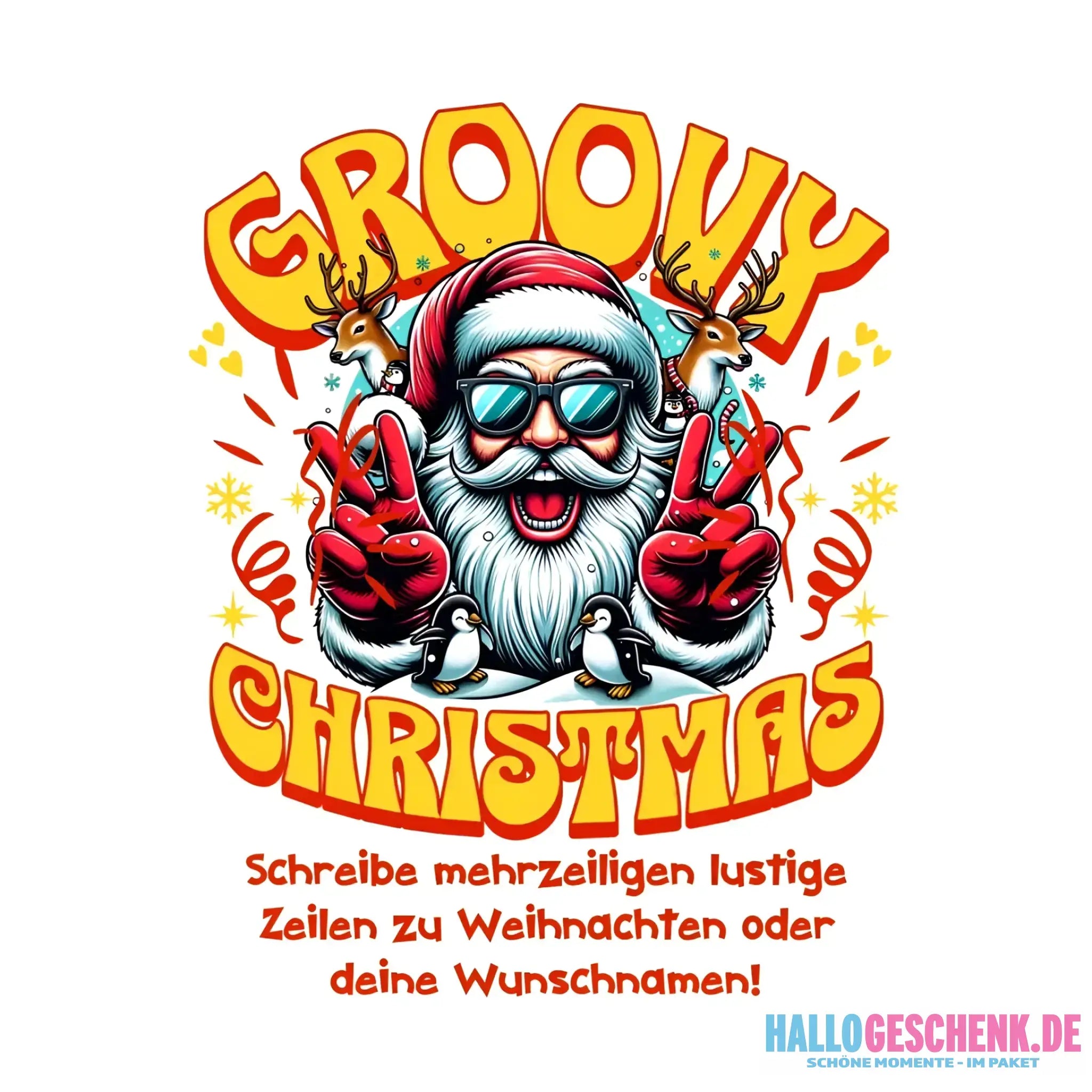 8in1-Kollektion: Groovy Christmas + Wunschtext • personalisiert • diverse Artikel • X-Mas - ausgestanzter Sticker 20x20