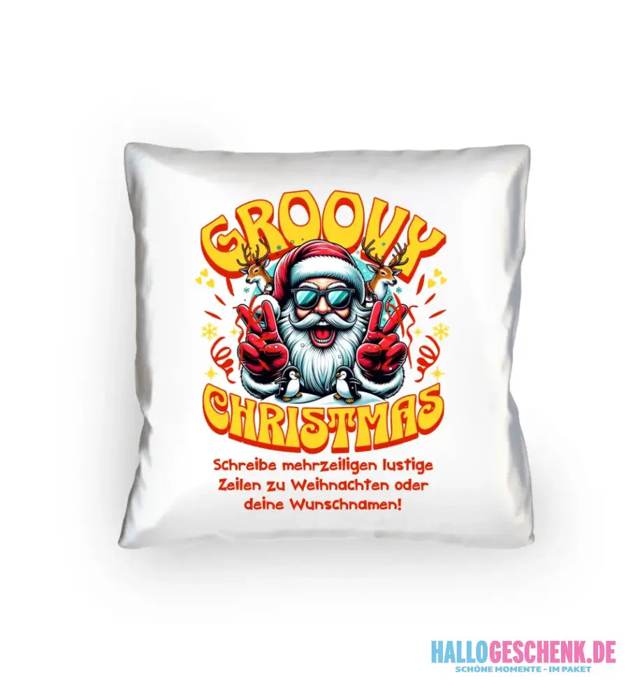 8in1-Kollektion: Groovy Christmas + Wunschtext • personalisiert • diverse Artikel • X-Mas - Kissen 40x40 cm / White