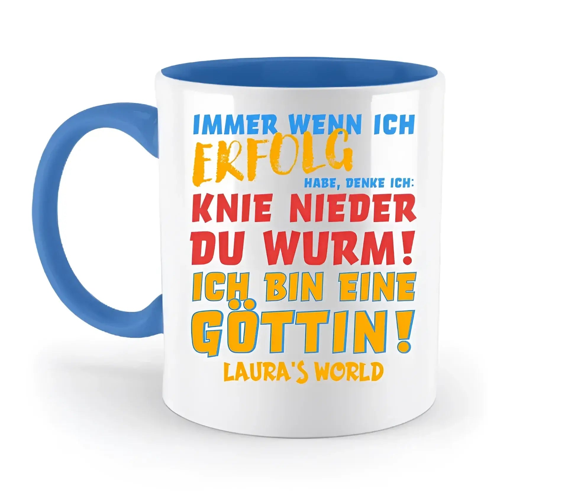8in1-Kollektion: Immer wenn ich Erfolg + Wunschtext • Göttin • personalisiert • diverse Artikel - zweifarbige Tasse