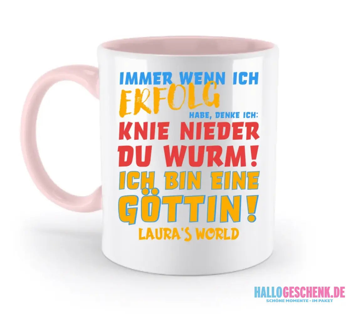 8in1-Kollektion: Immer wenn ich Erfolg + Wunschtext • Göttin • personalisiert • diverse Artikel - zweifarbige Tasse