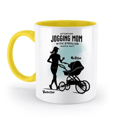 8in1-Kollektion:Jogging Mom + Namen • personalisiert • diverse Artikel - zweifarbige Tasse • spülmaschinengeeignet