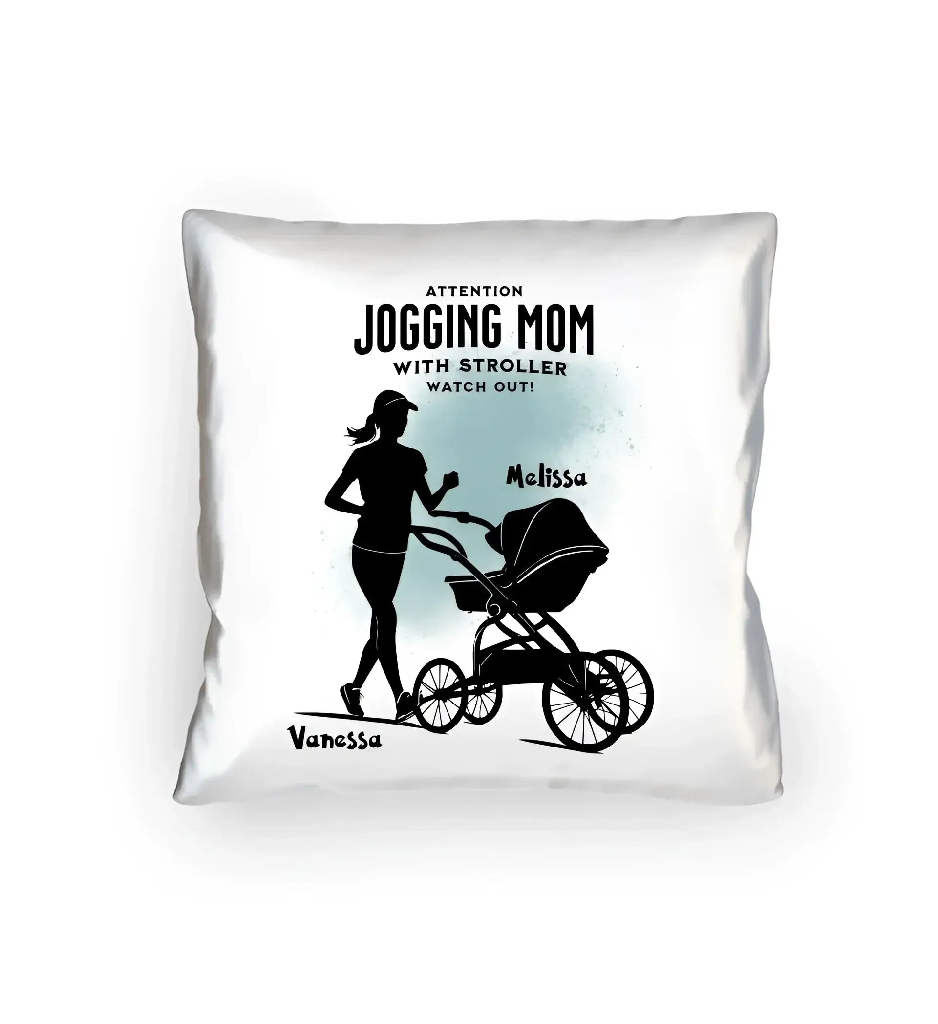 8in1-Kollektion:Jogging Mom + Namen • personalisiert • diverse Artikel - Kissen 40x40 cm / White / 40cm-x-40cm