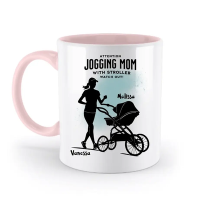 8in1-Kollektion:Jogging Mom + Namen • personalisiert • diverse Artikel - zweifarbige Tasse • spülmaschinengeeignet