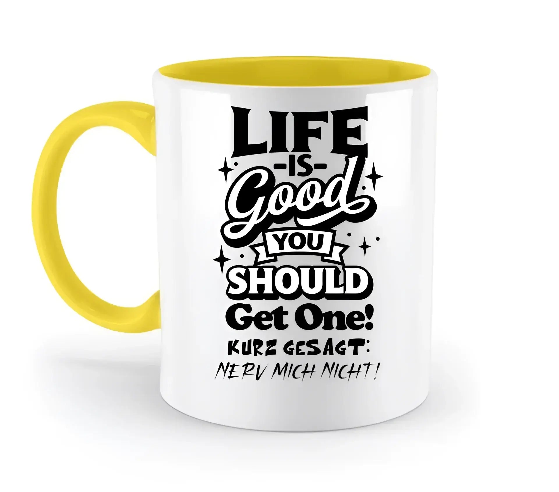 8in1-Kollektion: Life is good + Wunschtext • personalisiert • diverse Artikel - zweifarbige Tasse