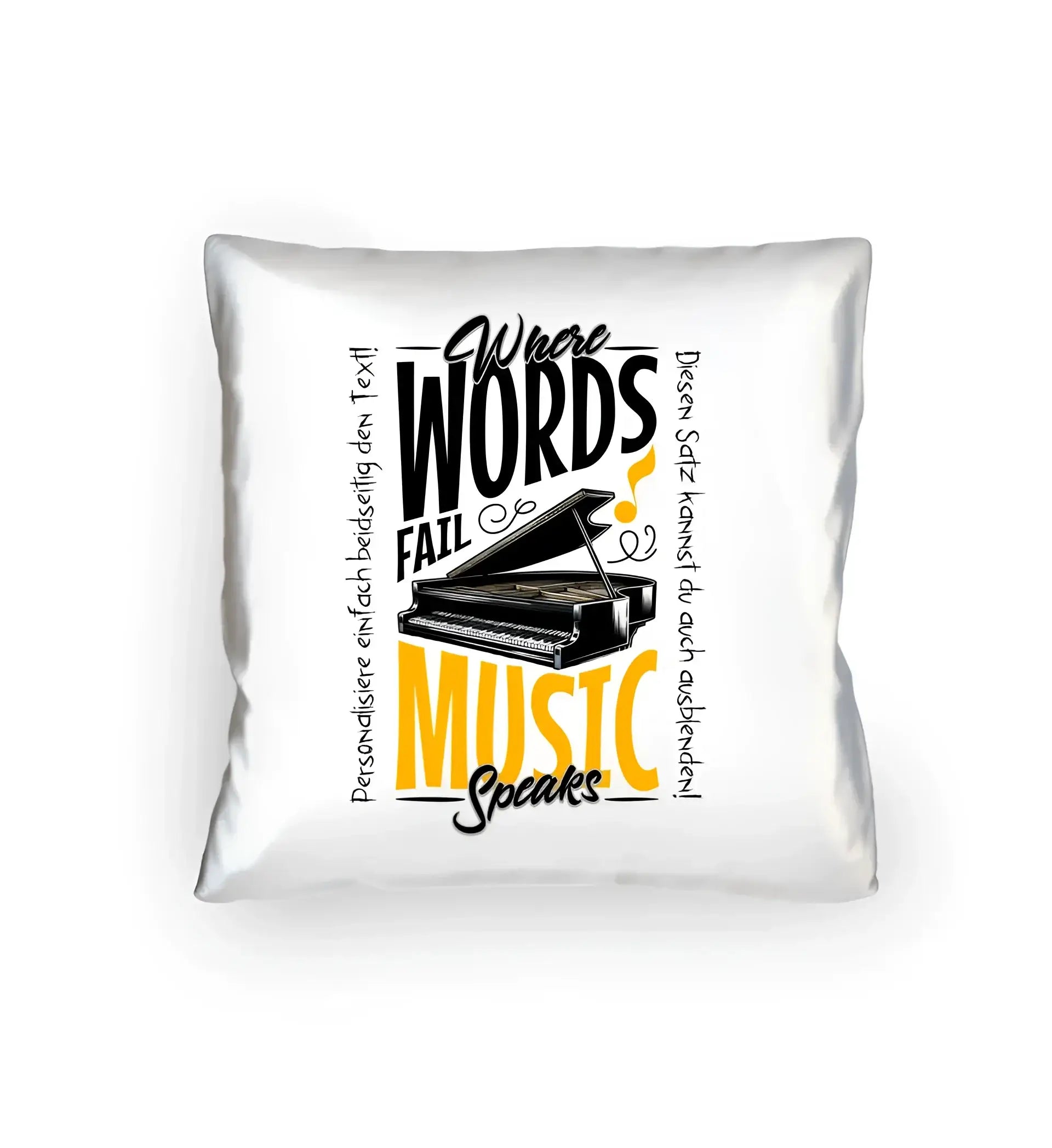 8in1-Kollektion: Music speaks + Wunschtext • personalisiert • diverse Artikel - Kissen 40x40 cm / White / 40cm-x-40cm