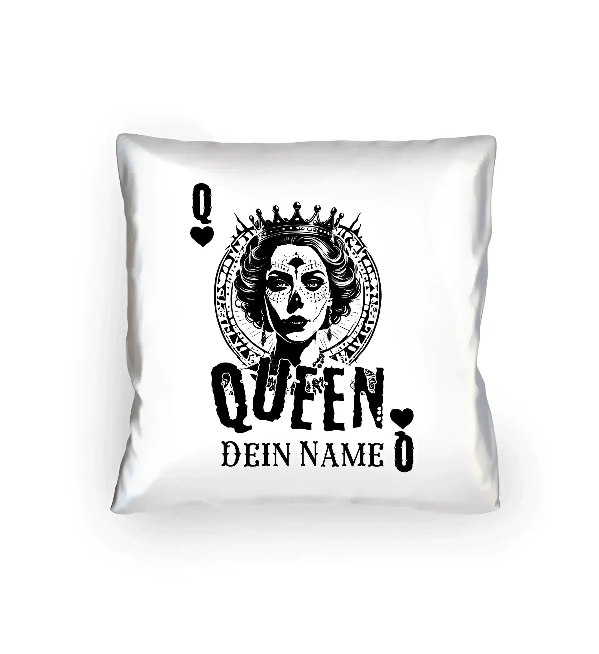 8in1-Kollektion: Poker Queen + Wunschtext • personalisiert • diverse Artikel - Kissen 40x40 cm / White / 40cm-x-40cm