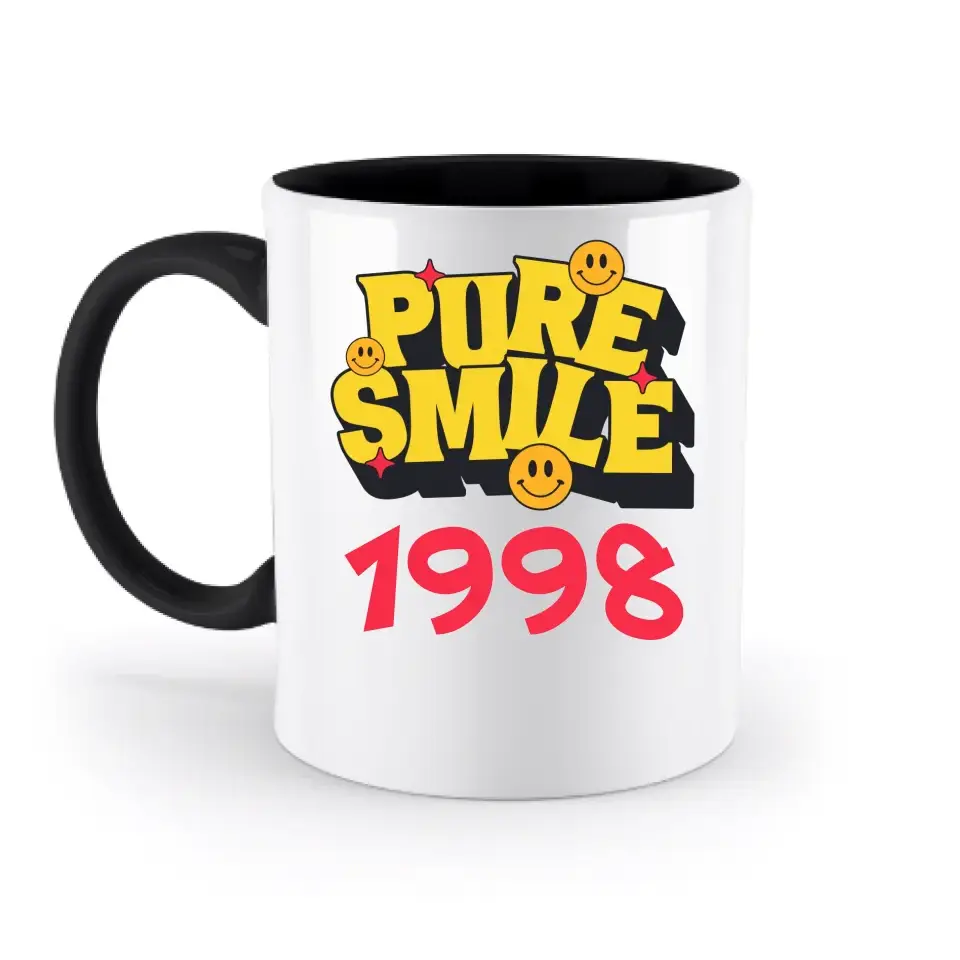 8in1-Kollektion: Pure Smile + Wunschtext • personalisiert • diverse Artikel - zweifarbige Tasse • spülmaschinengeeignet