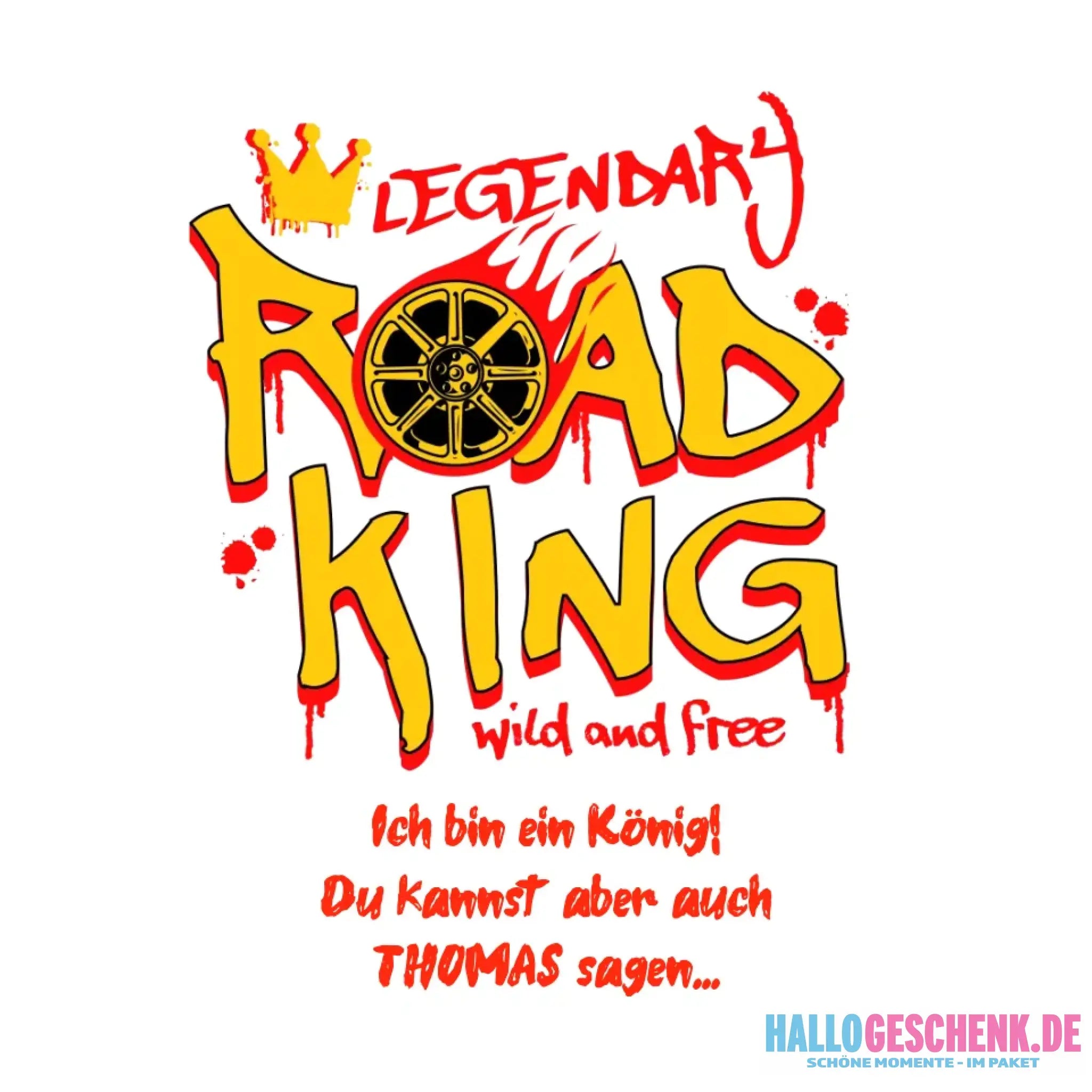 8in1-Kollektion: Road King + Wunschtext • personalisiert • diverse Artikel - ausgestanzter Sticker 20x20 cm (Aufkleber)