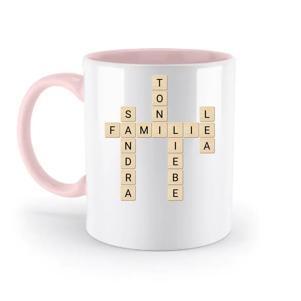 8in1-Kollektion: Scrabble Design automatische Generierung • personalisiert • diverse Artikel - zweifarbige Tasse