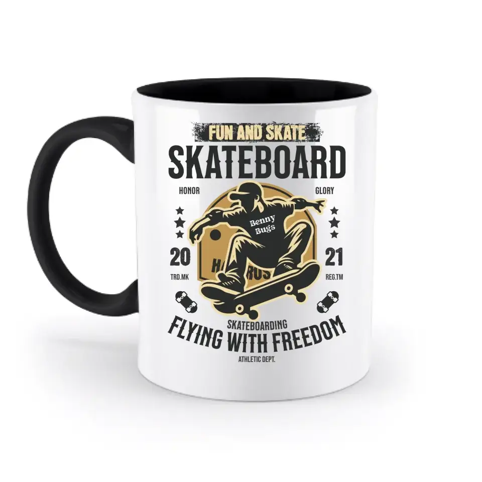 8in1-Kollektion: Skater + Wunschtext • Skateboard • personalisiert • diverse Artikel - zweifarbige Tasse