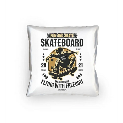 8in1-Kollektion: Skater + Wunschtext • Skateboard • personalisiert • diverse Artikel - Kissen 40x40 cm / White
