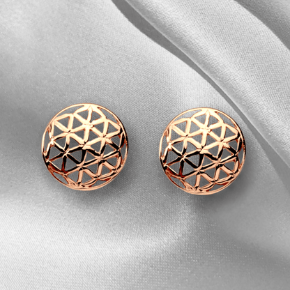 925 Rosegold Vergoldete Ohrstecker Blume des Lebens - OHR925-83