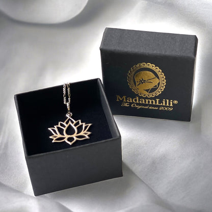 925 Sterling Silber Kette mit Lotus Anhänger - Symbol für Reinheit und Erleuchtung - K925-106