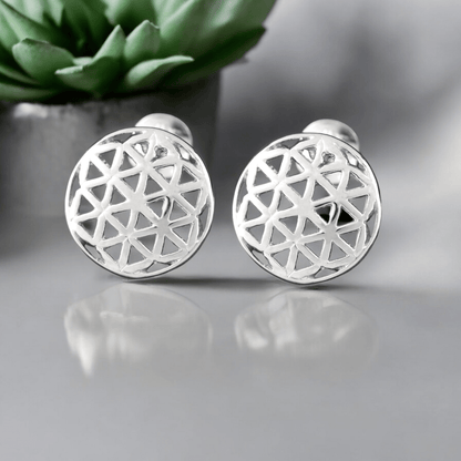 925 Sterling Silber Ohrstecker Blume des Lebens - PR058