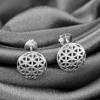 925 Sterling Silber Ohrstecker Blume des Lebens - PR058