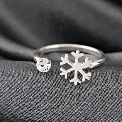 925 Sterling Silber Ring Schneeflocke - RG925-42