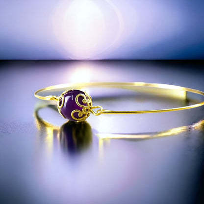 Amethyst Gold Armband - Vergoldeter Minimalistischer Edelstein Aura Schmuck RETARM-21