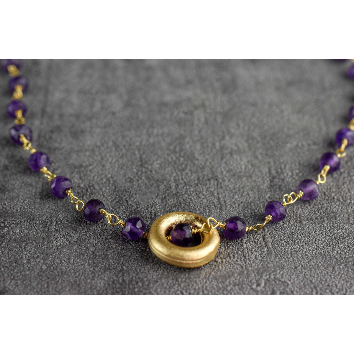 Amethyst Gold Edelstein Halskette - VIK-01