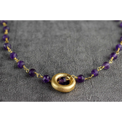 Amethyst Gold Edelstein Halskette - VIK-01