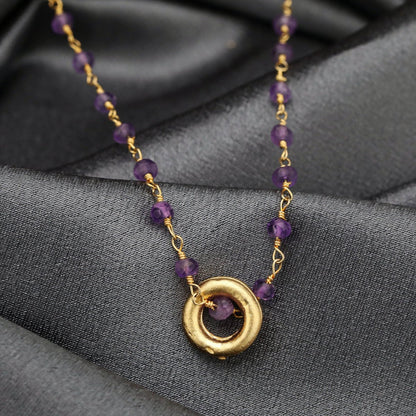 Amethyst Gold Edelstein Halskette - VIK-01