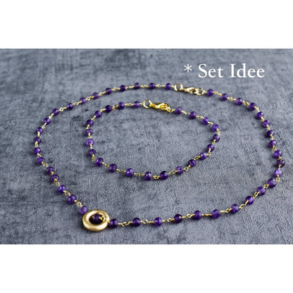 Amethyst Gold Edelstein Halskette - VIK-01