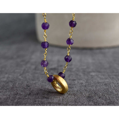 Amethyst Gold Edelstein Halskette - VIK-01