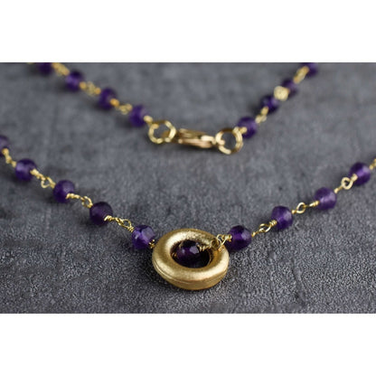 Amethyst Gold Edelstein Halskette - VIK-01