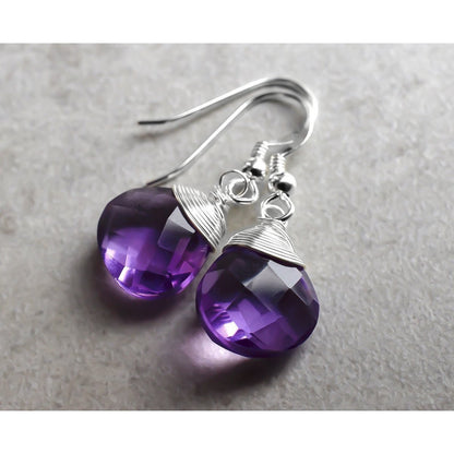 Amethyst Tropfen Ohrringe - 925 Sterling Silber Edelstein Ohrhänger - OHR925-85