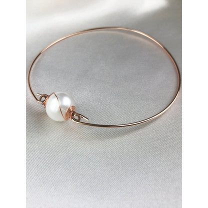 Armreif Süsswasserperle - Rosegold vergoldet - Brautjungfer Hochzeit Brautschmuck - RETARM-19