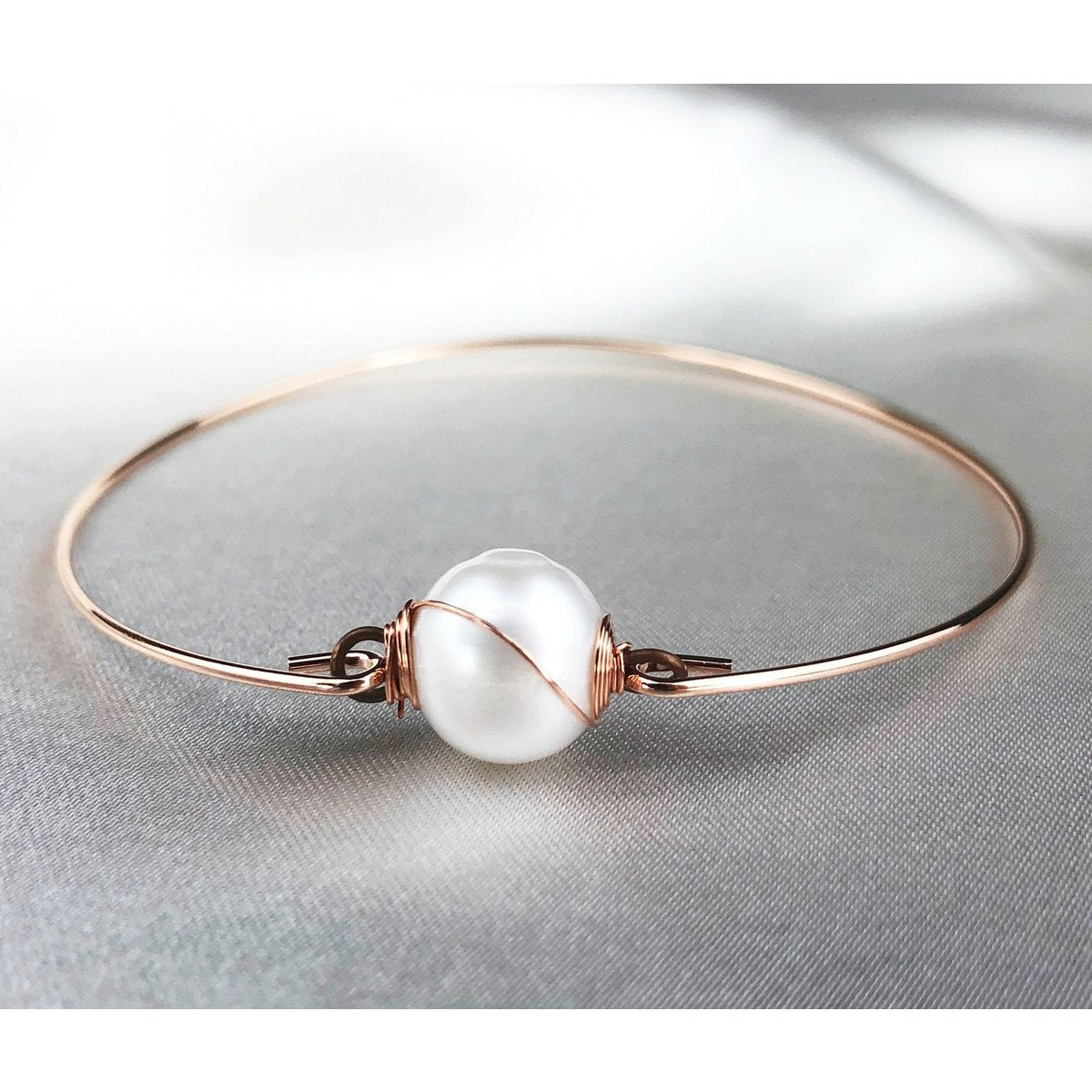 Armreif Süsswasserperle - Rosegold vergoldet - Brautjungfer Hochzeit Brautschmuck - RETARM-19