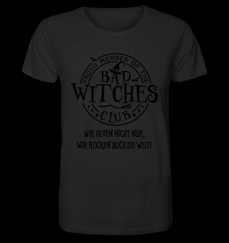 BAD WITCHES CLUB + Text • Halloween • Unisex Premium T-Shirt XS-5XL aus Bio-Baumwolle für Damen & Herren • Exklusivdesign • personalisiert