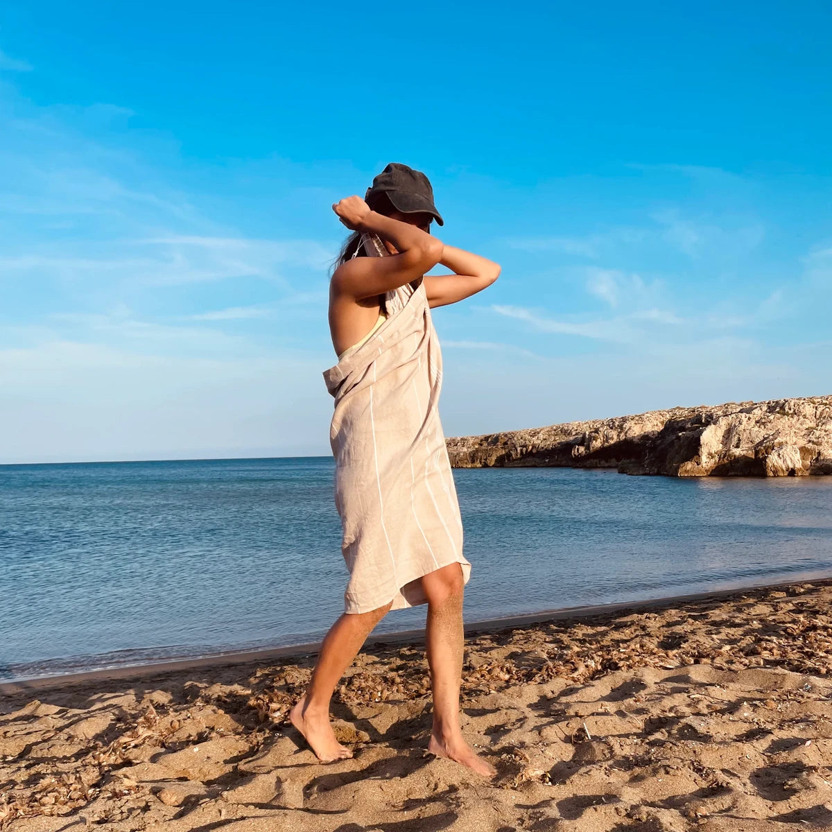 BEACH BOYS Beige Turkish Towel - Your Perfect Beach Companion • türkisches Handtuch / Hamamtuch