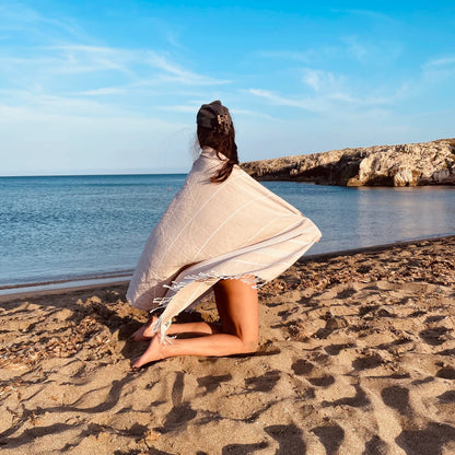 BEACH BOYS Beige Turkish Towel - Your Perfect Beach Companion • türkisches Handtuch / Hamamtuch