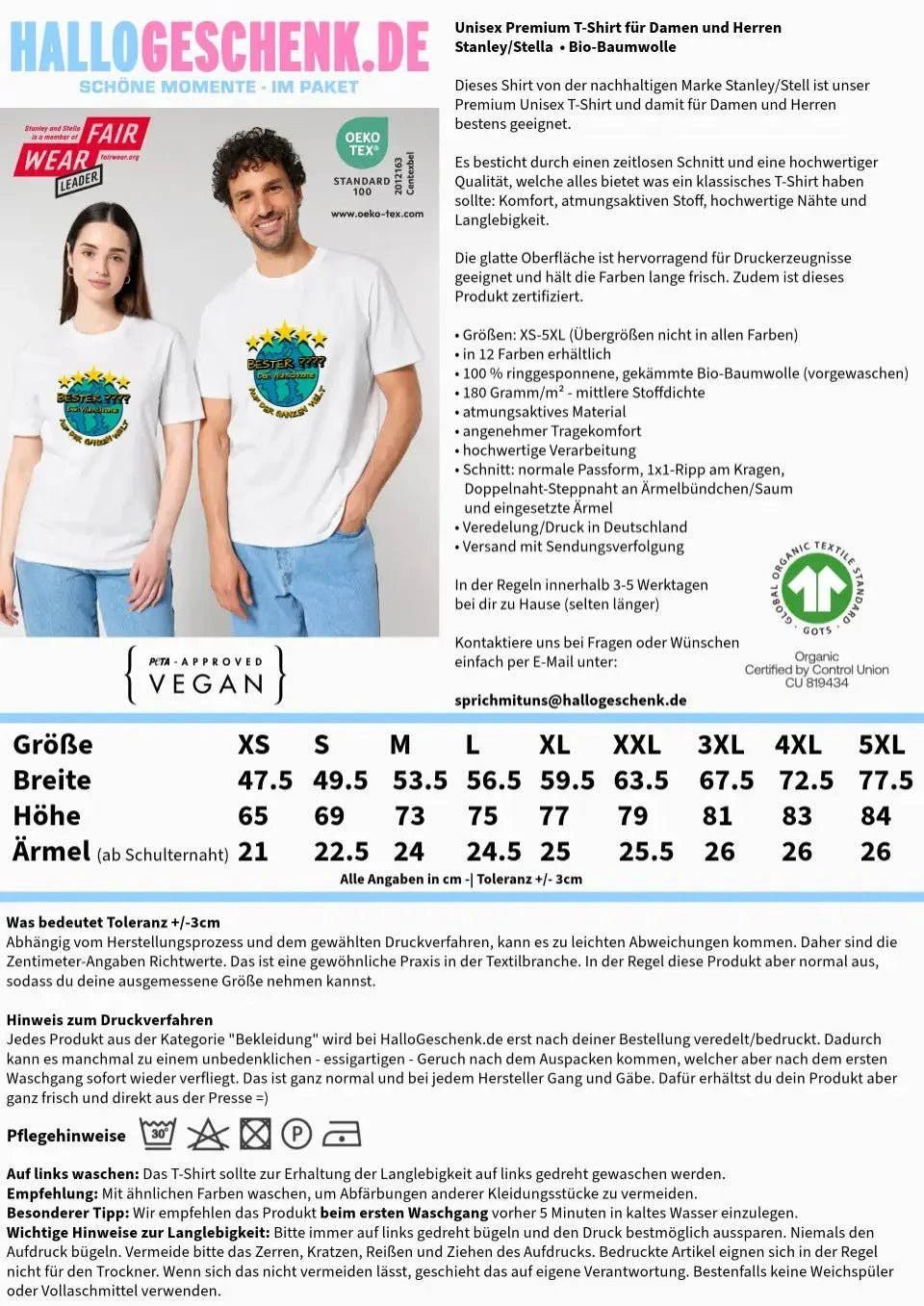 Best ??? Designer Beste Mama, Bester Papa, Traumfrau, Chef-Mechaniker uvm. - Unisex Premium T-Shirt XS-5XL aus Bio-Baumwolle