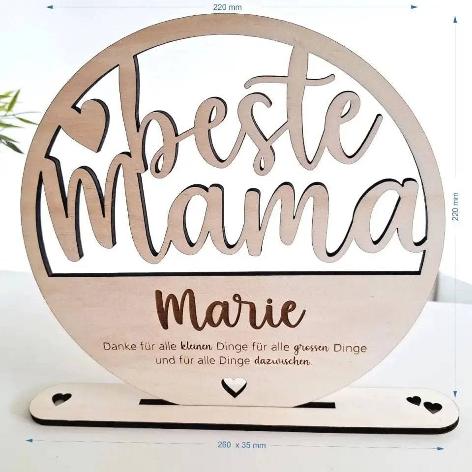 Beste Mama - personalisierbare Holzdeko ohne Vase Holzaufsteller