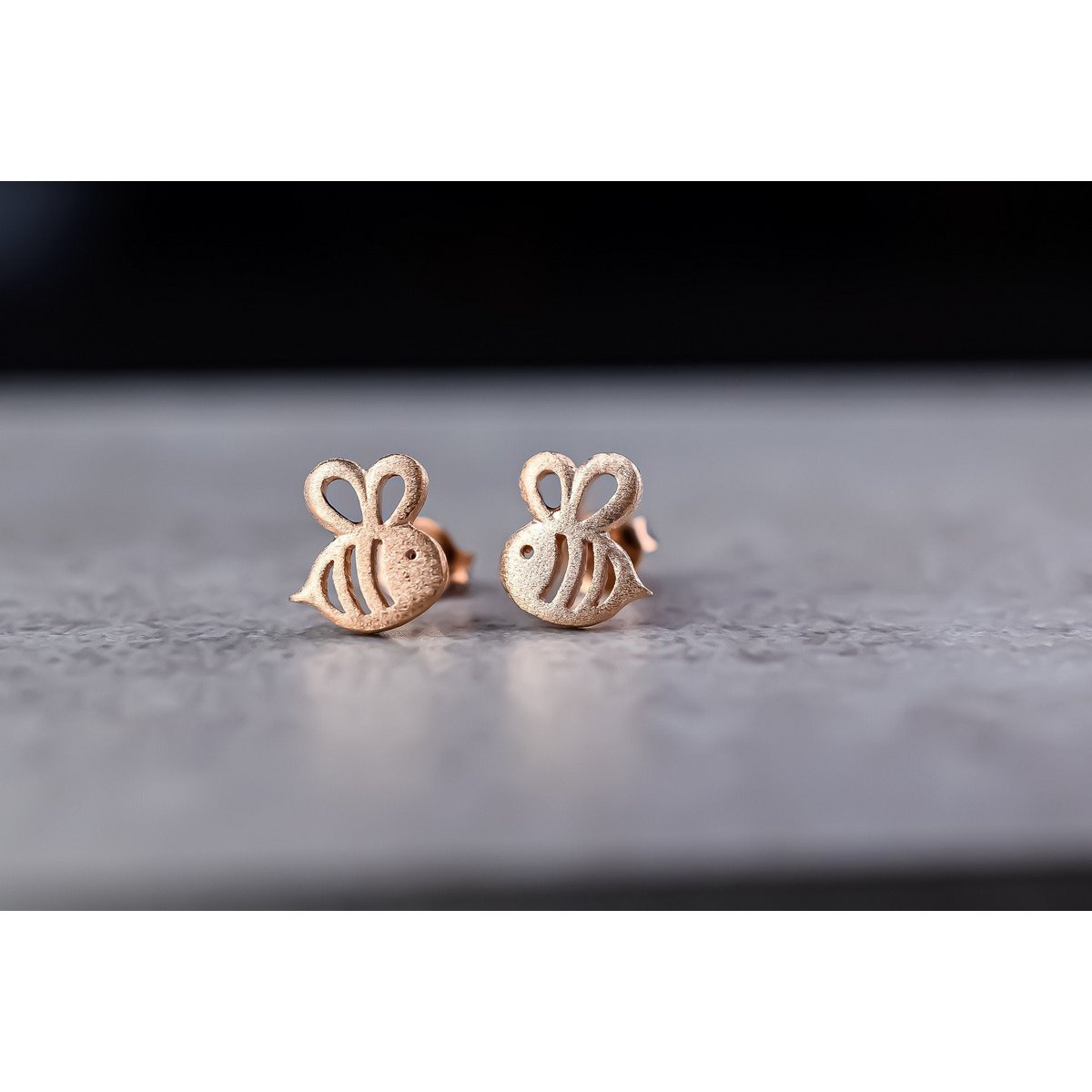 Biene Mini Ohrstecker - 925 Sterling Rosegold Vergoldet - OHR925-40